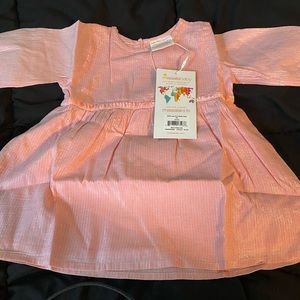 Long sleeve pink metallic stripe dress